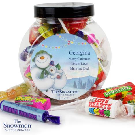 Personalised The Snowman & The Snowdog 250g Sweet Jar £8.99